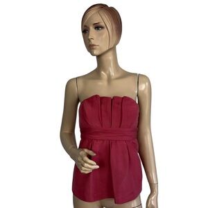 Mint Red Strapless Pleated Cocktail Top 2